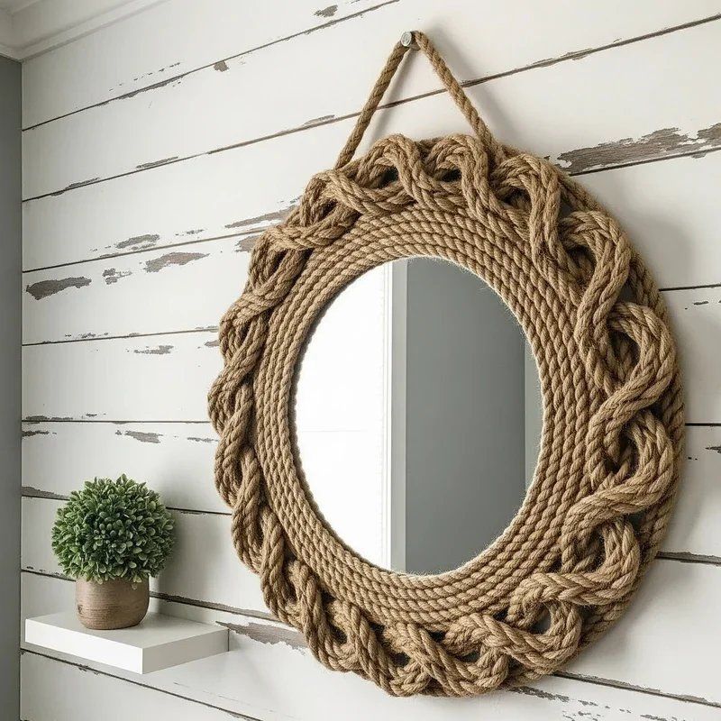 miroir1 Miroir en macramé marron