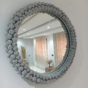miroir en macramé à noeuds
