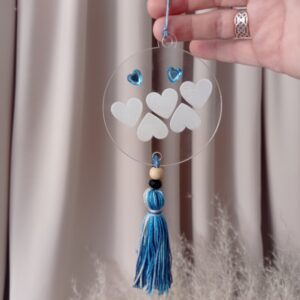 Suspension Plexi 8cm "Cœurs d'Amour"