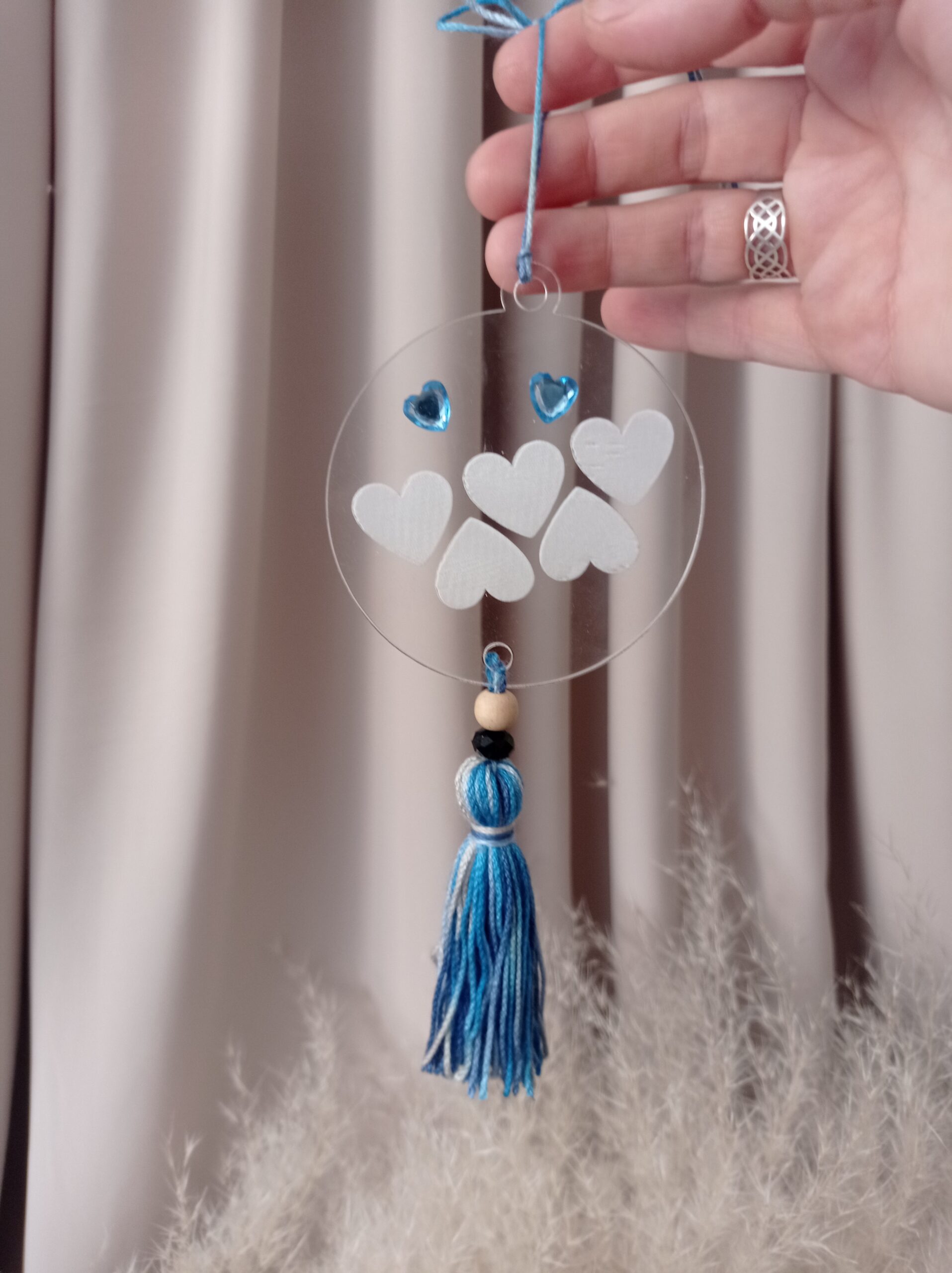 Suspension Plexi 8cm "Cœurs d'Amour"