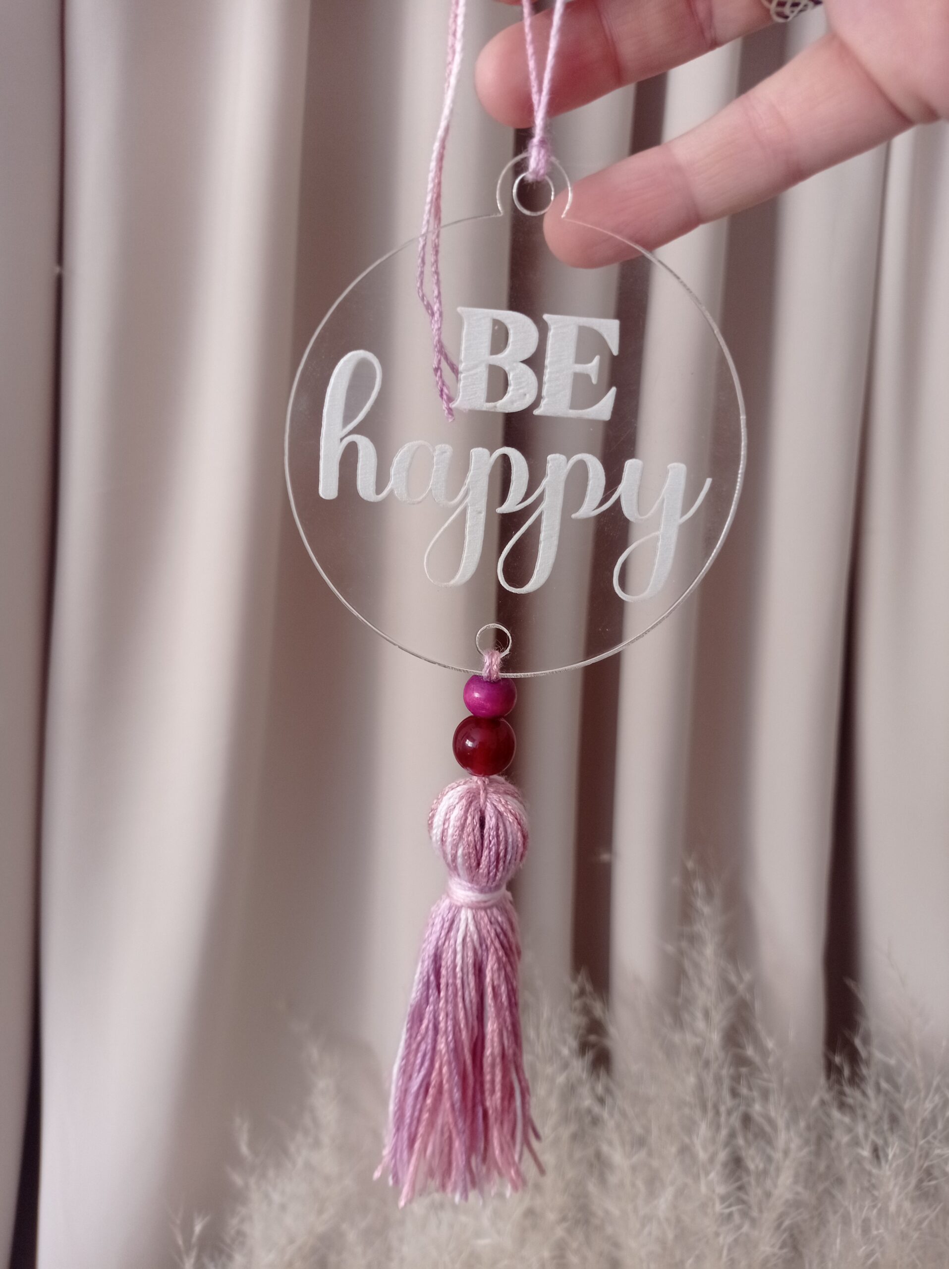Suspension Plexi 8cm "BE happy"